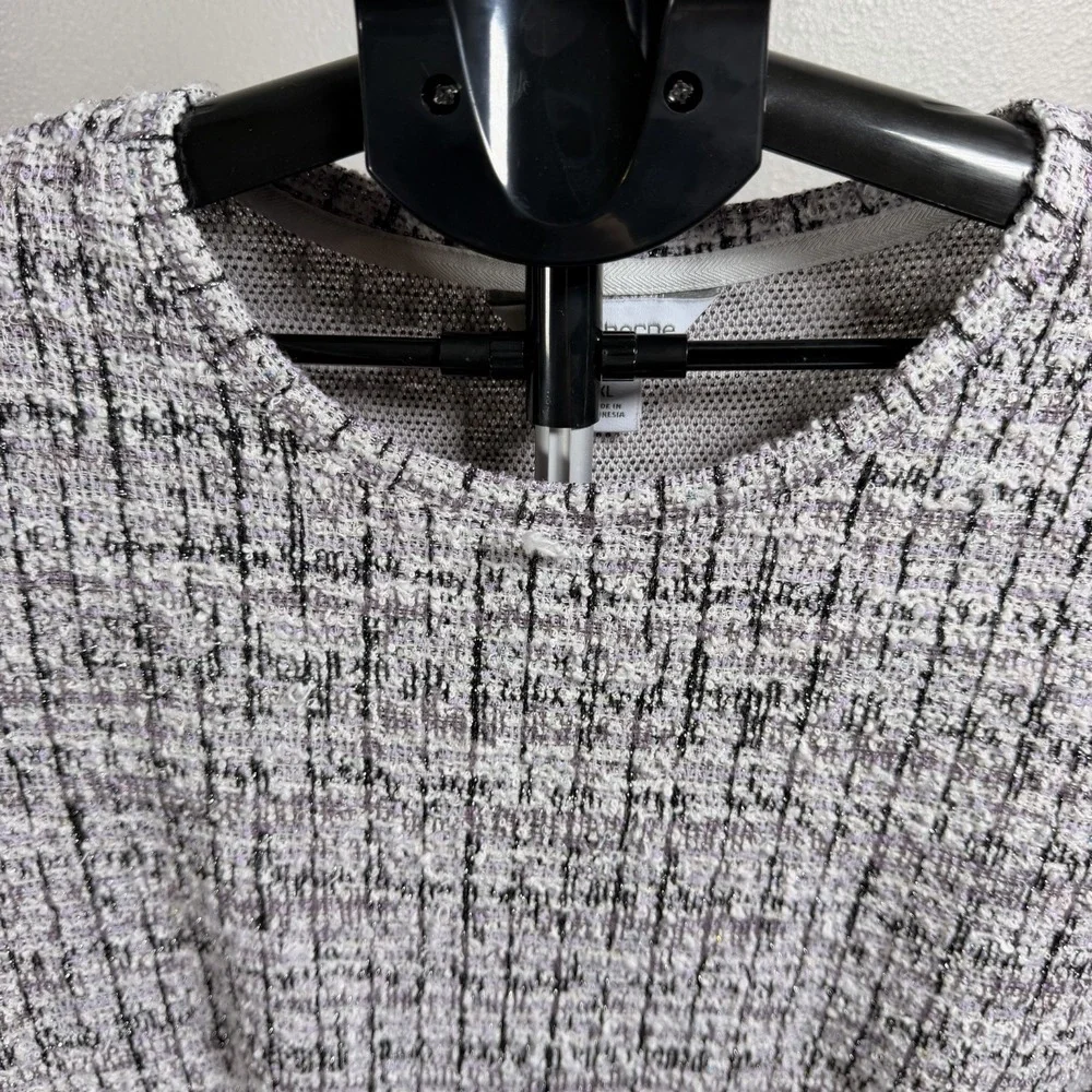 Liz Claiborne Women's Short Sleeve Scoop Neckline Tweed Fabric Top Size XL